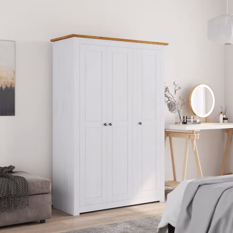 vidaXL Armadio 3 ante bianco 118×50×171,5 cm in pino serie Panama - Armadio - Armadi - Armadi - Armadi - Armadi