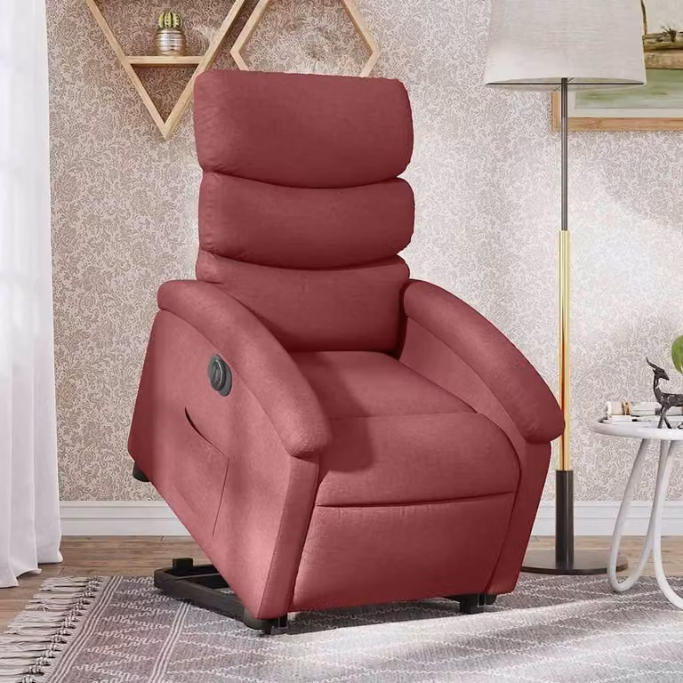 Poltrona reclinabile elettrica - Poltrona per la TV - Sedia con supporto per alzarsi - Poltrona elettrica - Tessuto color borgogna