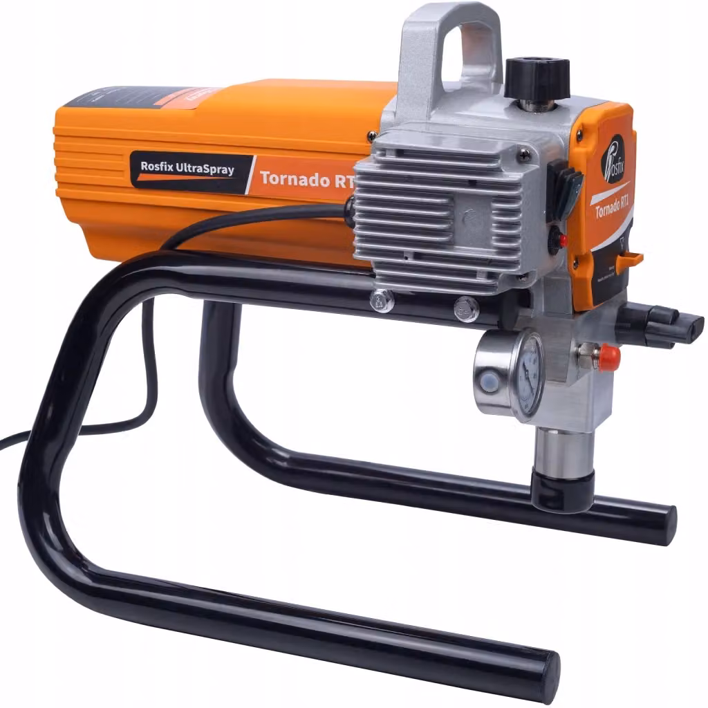 Pompa a Pistone Airless Rosfix Tornado RT1 da 1800W Arancione con Set di Pulizia ed Estensione per Verniciatura a Spruzzo di Lacca, Impregnante e Vernice – 2