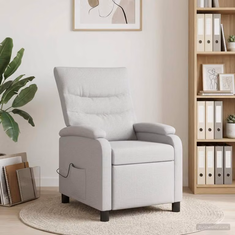 vidaXL Poltrona Relax Recliner in Tessuto Grigio con Braccioli e Reclinazione Manuale