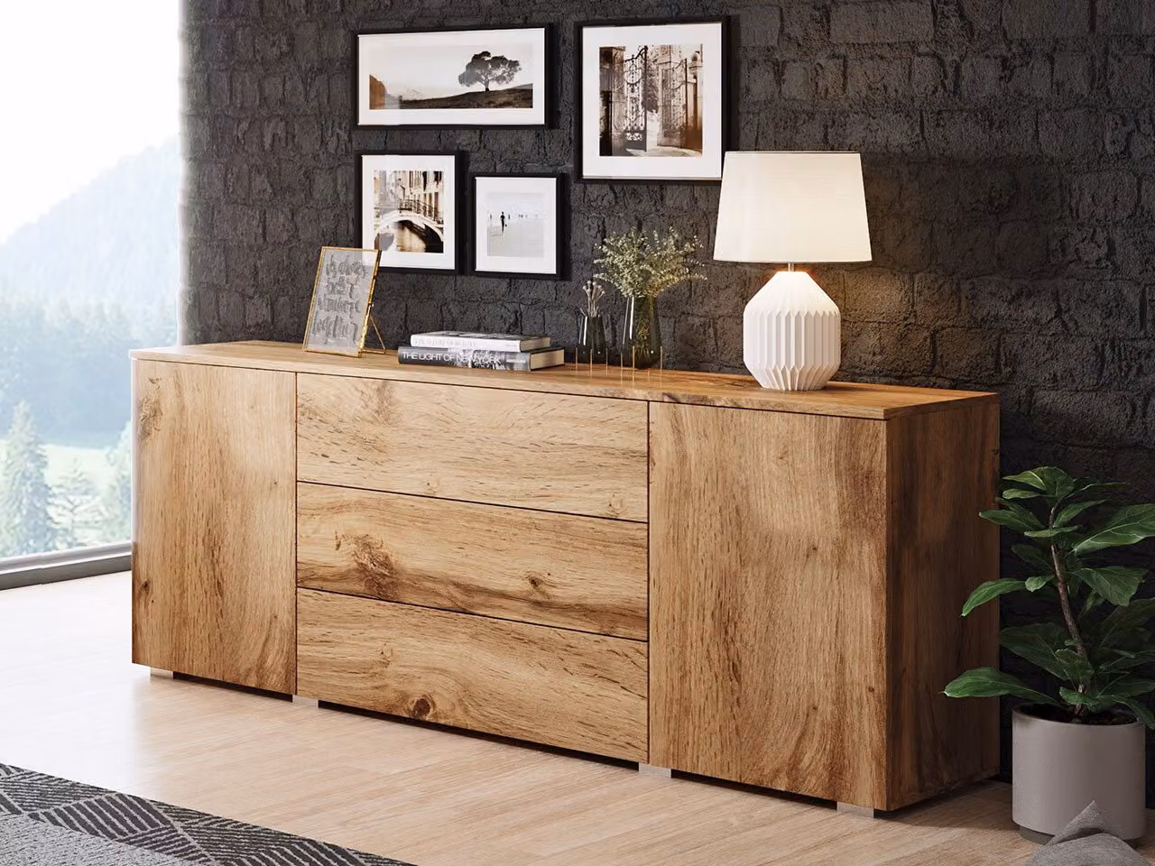 Cassettiera combinata moderna MERISA 150 - rovere wotan