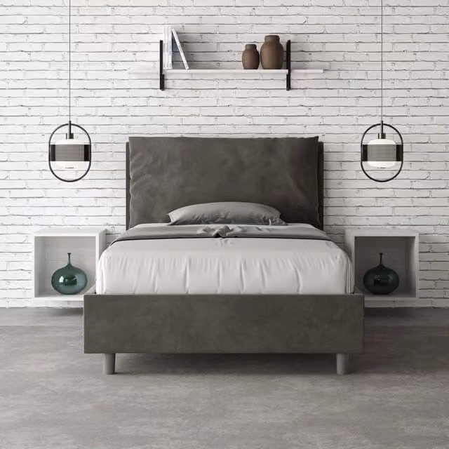 Letto una piazza e mezza Ityhome con rete imbottita in microfibra grigio L/P: 130 x 200 cm