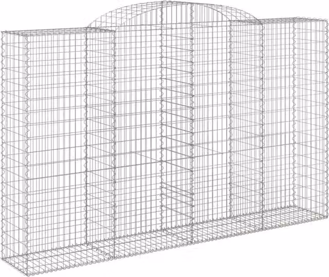 Cesto gabbione a muro di contenimento ad arco in ferro zincato argento L: 300 cm, P: 50 cm, H: 180/200 cm