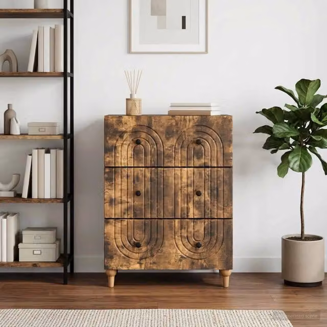 Mobile con Cassetti Moderno vidaXL in Rovere Fumo Marrone L: 66 cm, P: 34,5 cm, H: 90 cm