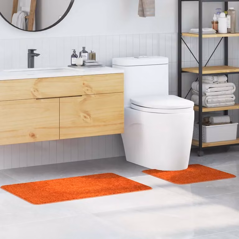 Set di 2 tappetini antiscivolo per il bagno vidaXL, arancione, lavabili in lavatrice