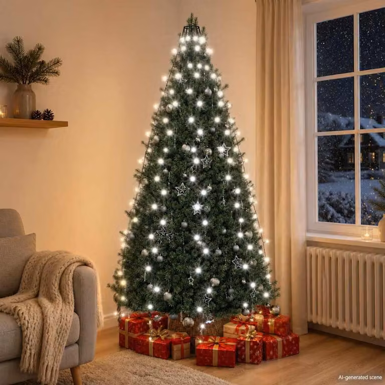 Rete di Luci per Albero di Natale vidaXL con 210 LED Bianco Freddo, 210 cm