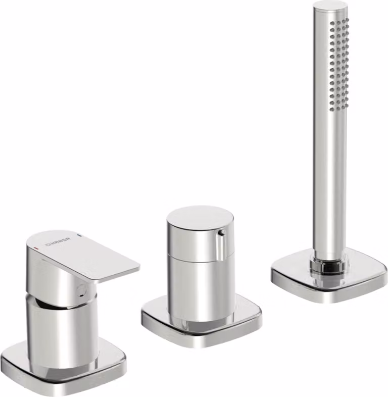HANSA HANSASTELA Set de montage final pour bain/douche, 3 trous, rosace soft edge, chrome, 57319173, 57319173