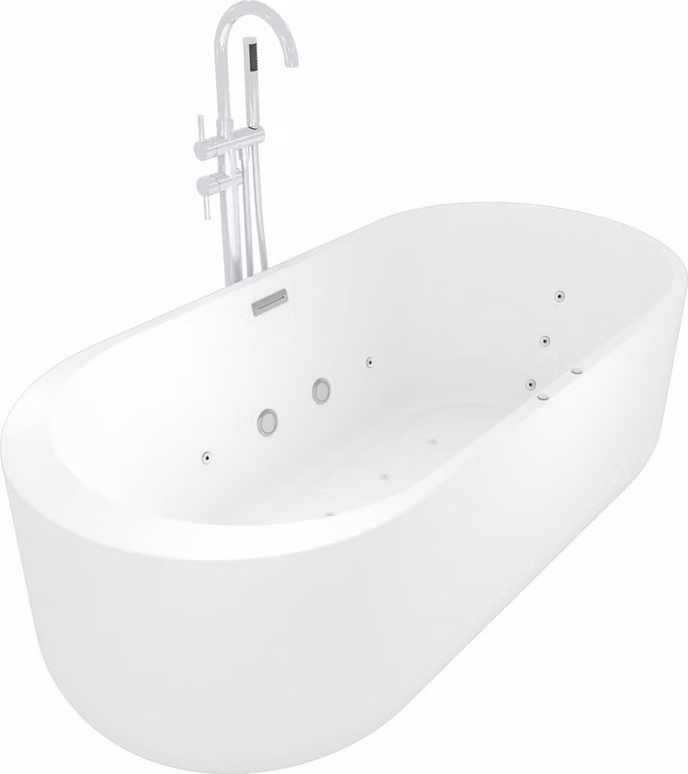 vasca da bagno autoportante F26 170x80cm con idromassaggio aria e acqua e rubinetto AF04