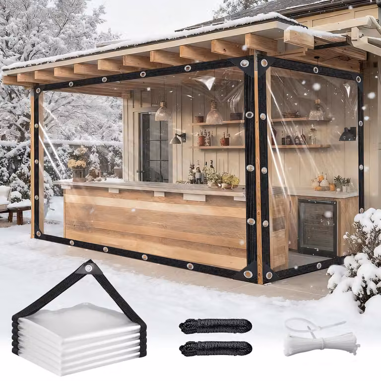 Telo trasparente con occhielli, 2x3 metri, in PVC, impermeabile, trasparente e resistente agli agenti atmosferici
