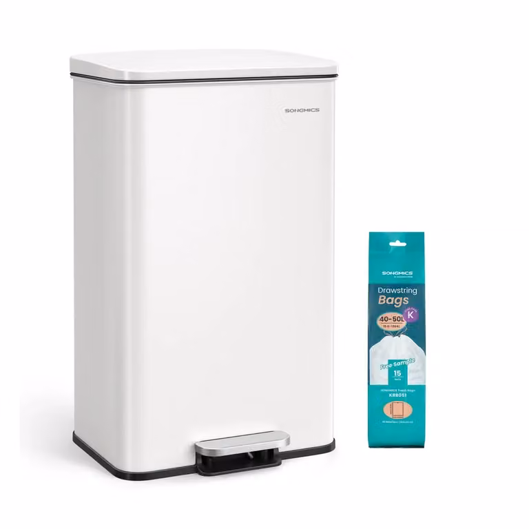 Pattumiera da Cucina Grande con Chiusura Morbida Inclusi Sacchetti, Bianco