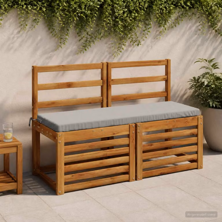 Set di 2 cuscini per panchina vidaXL SOEST in poliestere grigi, L 120 x P 40 x H 40 cm