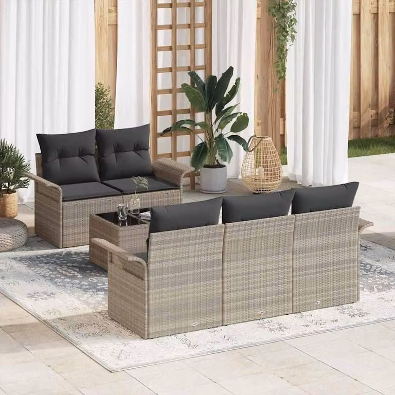 Maison Exclusive - Set di divani con cuscino 6 pcs Grigio chiaro polyrattan