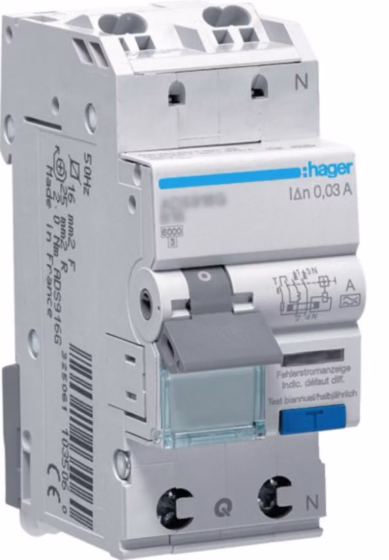 Hager RCD 1P+N 6kA B-6A 30mA ADS906D