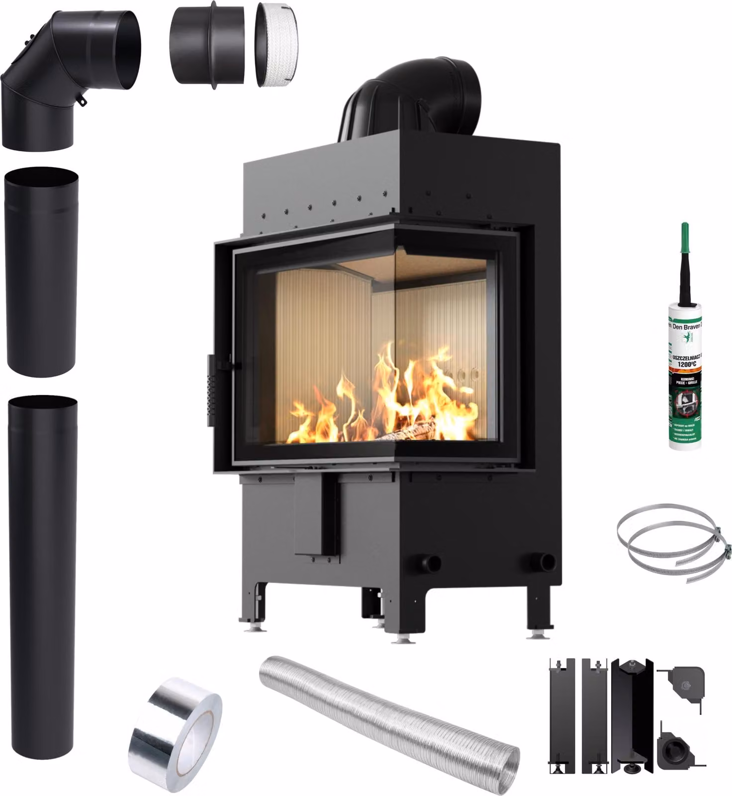 Inserto camino KRATKI LUCY 12 kW Ø200 con kit di installazione