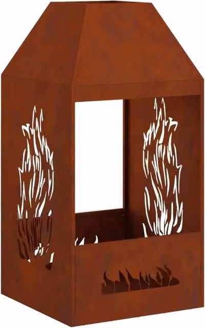 Focolare in acciaio CorTen marrone DESIGN IN CFW2110022 L/P/H: 50 x 50 x 100 cm – 1