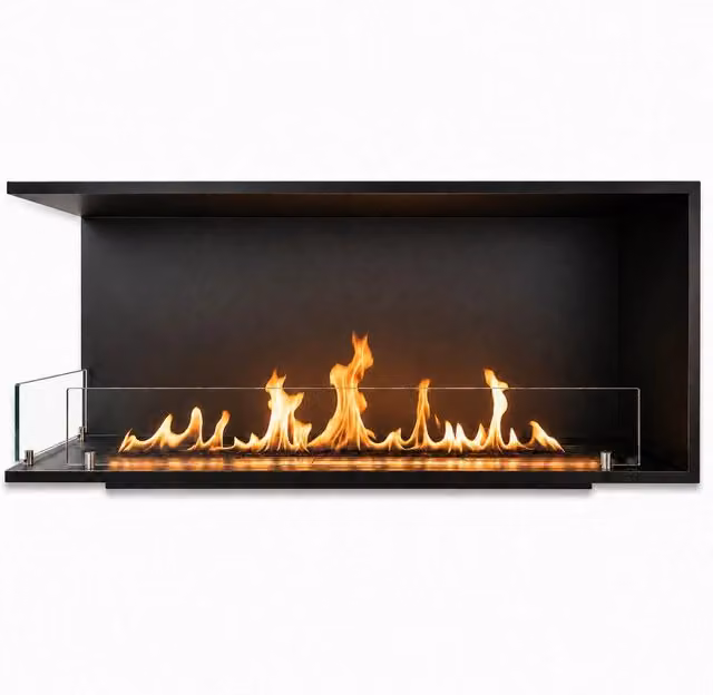 Biocamino a bioetanolo da incasso ad angolo Divina Fire URANO120 SX TOPLINE colore nero L: 120 cm, P: 50 cm, H: 30 cm