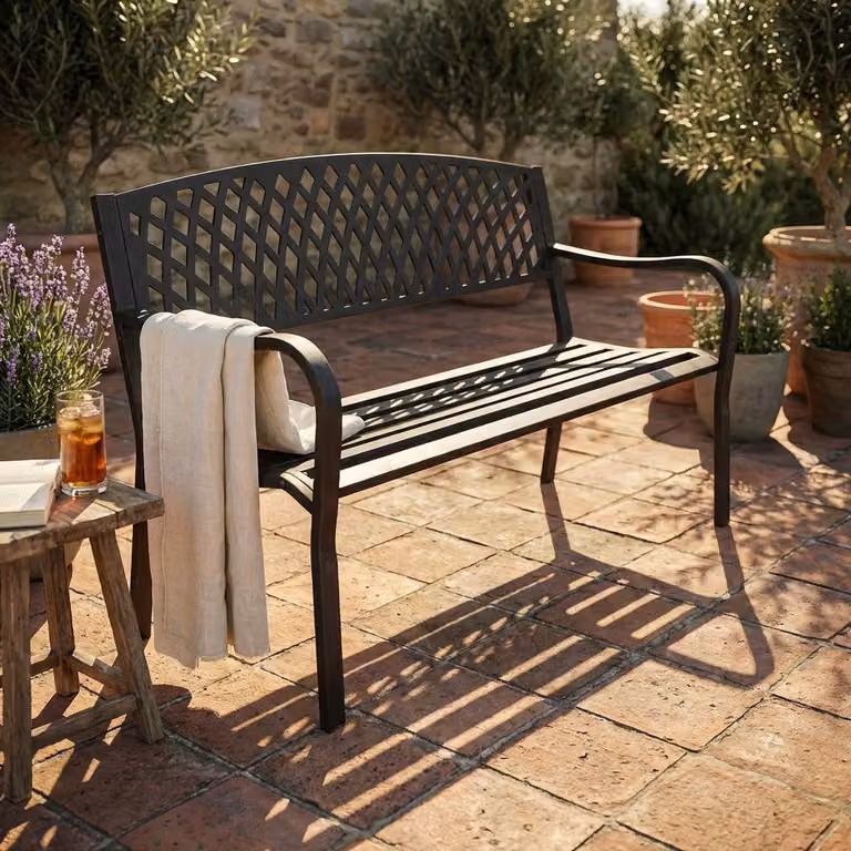 Milani Home - panca da giardino, 2 posti, Amado, in acciaio, antracite