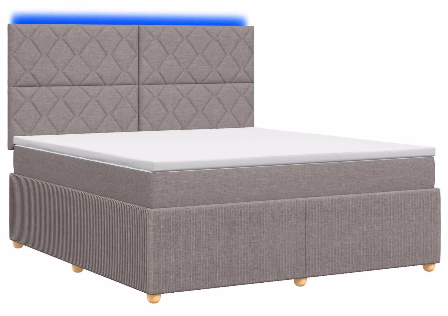Letto boxspring LED con materasso Taupe 180 x 200 cm Tessuto