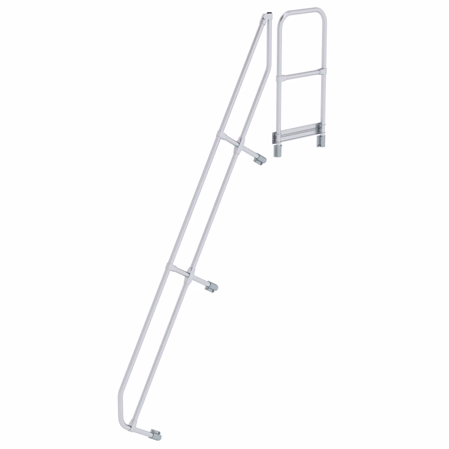 Scala con piattaforma a 60° secondo corrimano per 11 gradini inclinazione 60°