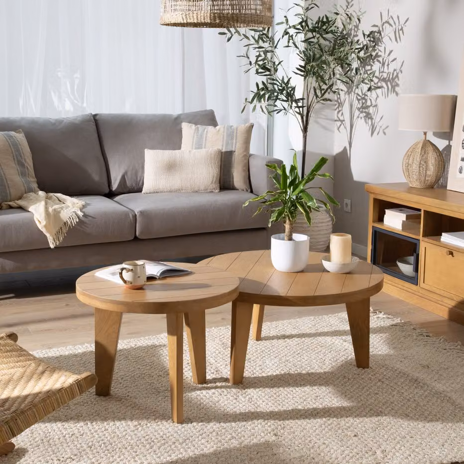 Set di 2 tavolini da salotto rotondi Banak in legno di mango marrone – 2
