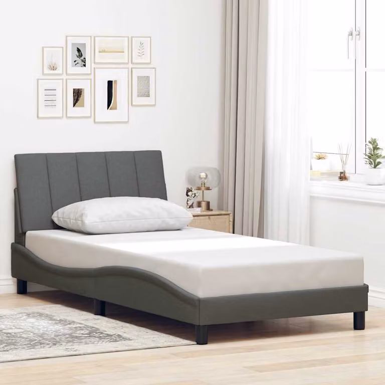 vidaXL Giroletto Hanko senza Materasso in Tessuto Grigio 100x200 cm