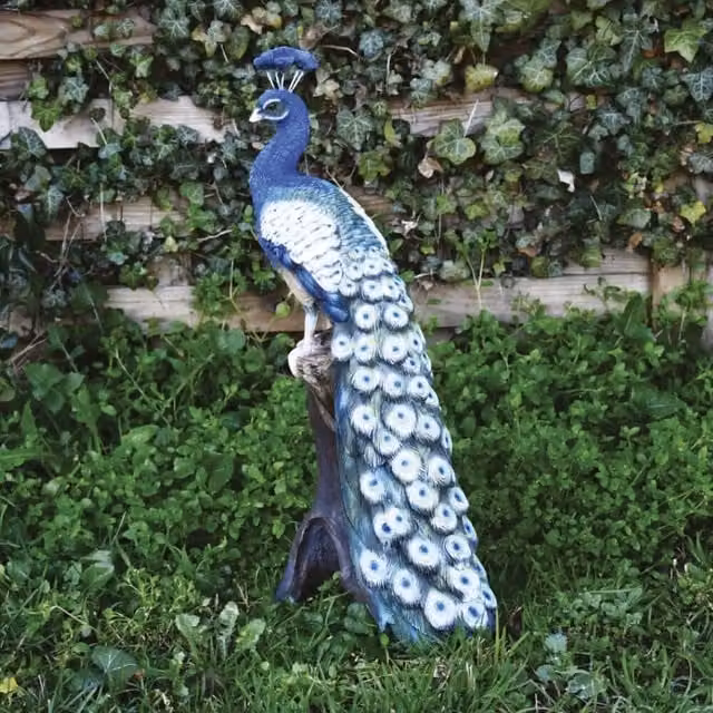 Statua decorativa Pavone su Ramo blu di GIORDANOSHOP in plastica, L 50 cm x H 25 cm