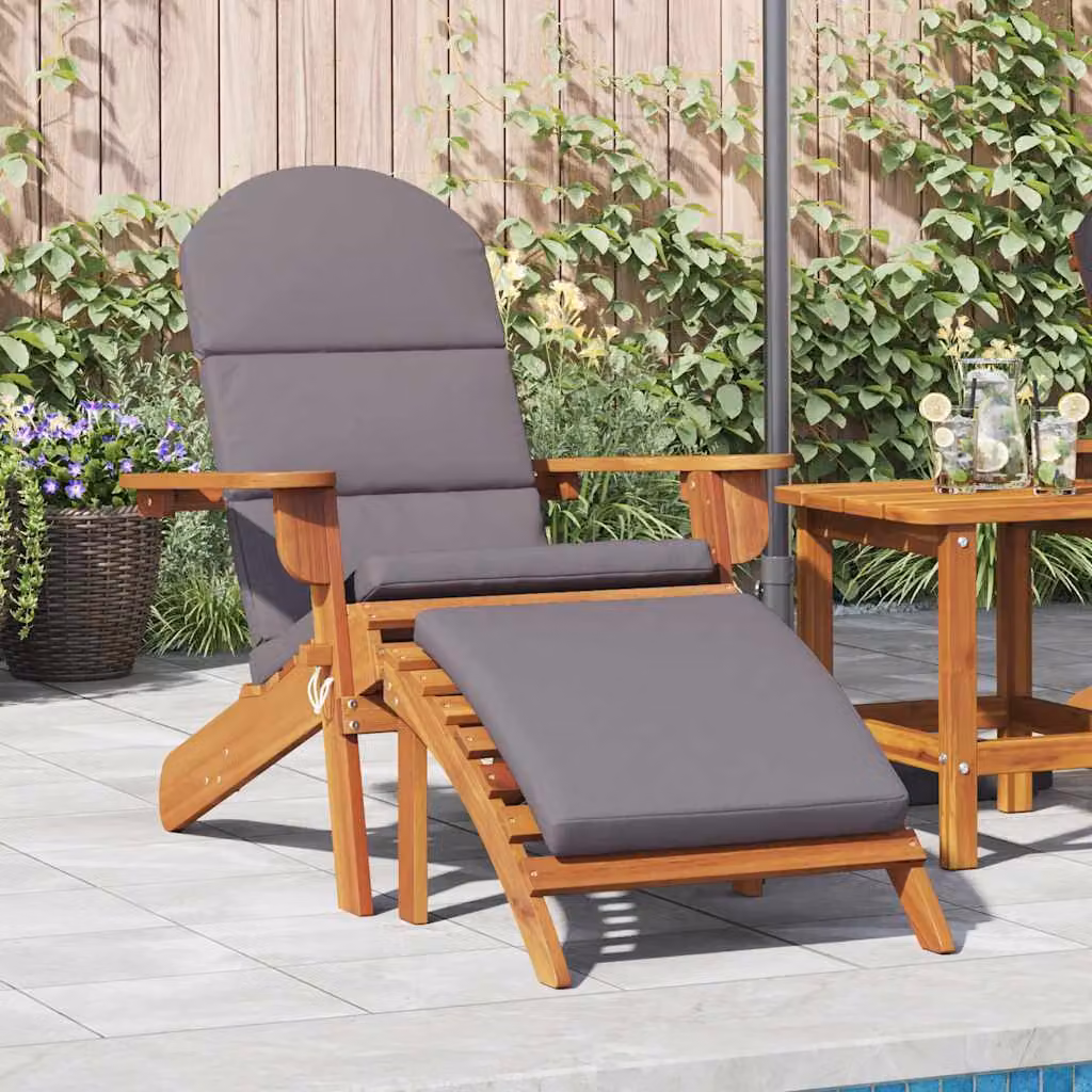 Sedia Adirondack da giardino con poggiapiedi vidaXL in legno di acacia oliato con cuscini inclusi