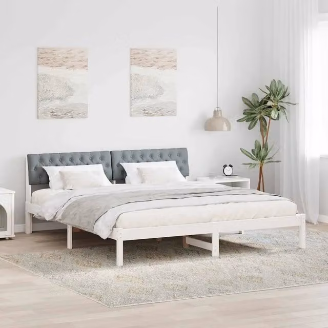 Struttura del Letto Bianco e grigio chiaro 180 x 200 cm 3394347