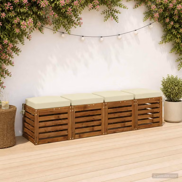 Set di 4 cuscini per sedile vidaXL SOEST in poliestere, colore beige