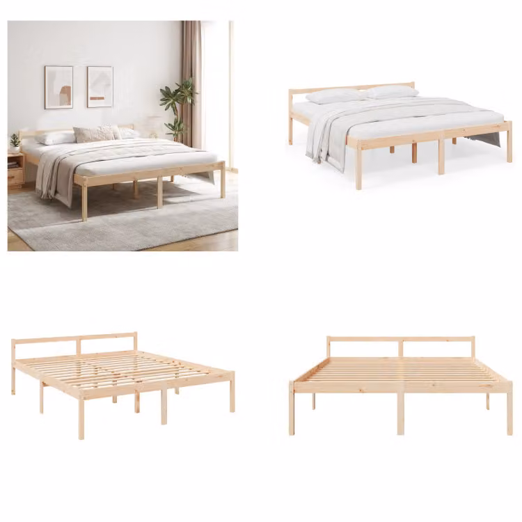 vidaXL Letto per anziani 200x200 cm in legno massiccio di pino - Letto per anziani - Letto per anziani - Letti per anziani - Letti per anziani