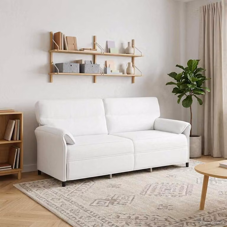 Divano moderno vidaXL in tessuto con struttura in metallo e cuscini, disponibile in bianco o nero
