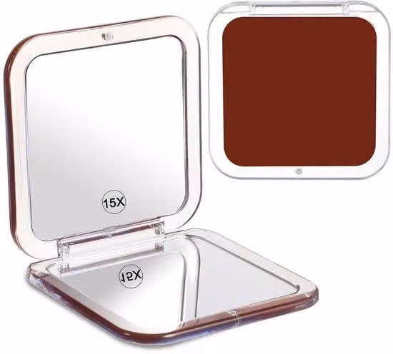 Specchio compatto da viaggio, ingrandimento 15x, rosso