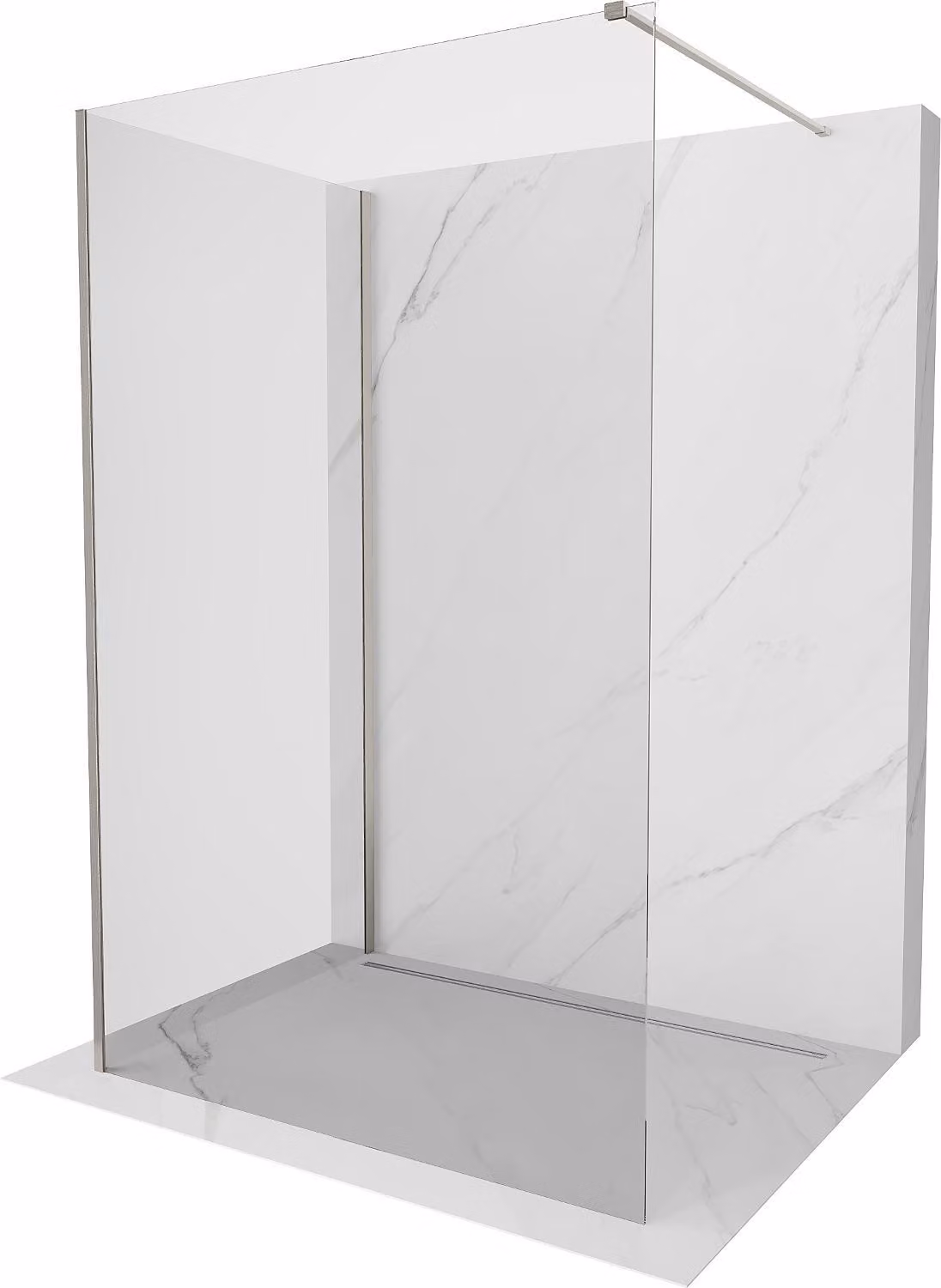 Mexen Kioto parete doccia Walk-in 135 x 110 cm, trasparente, nichel spazzolato - 800-135-212-97-00-110