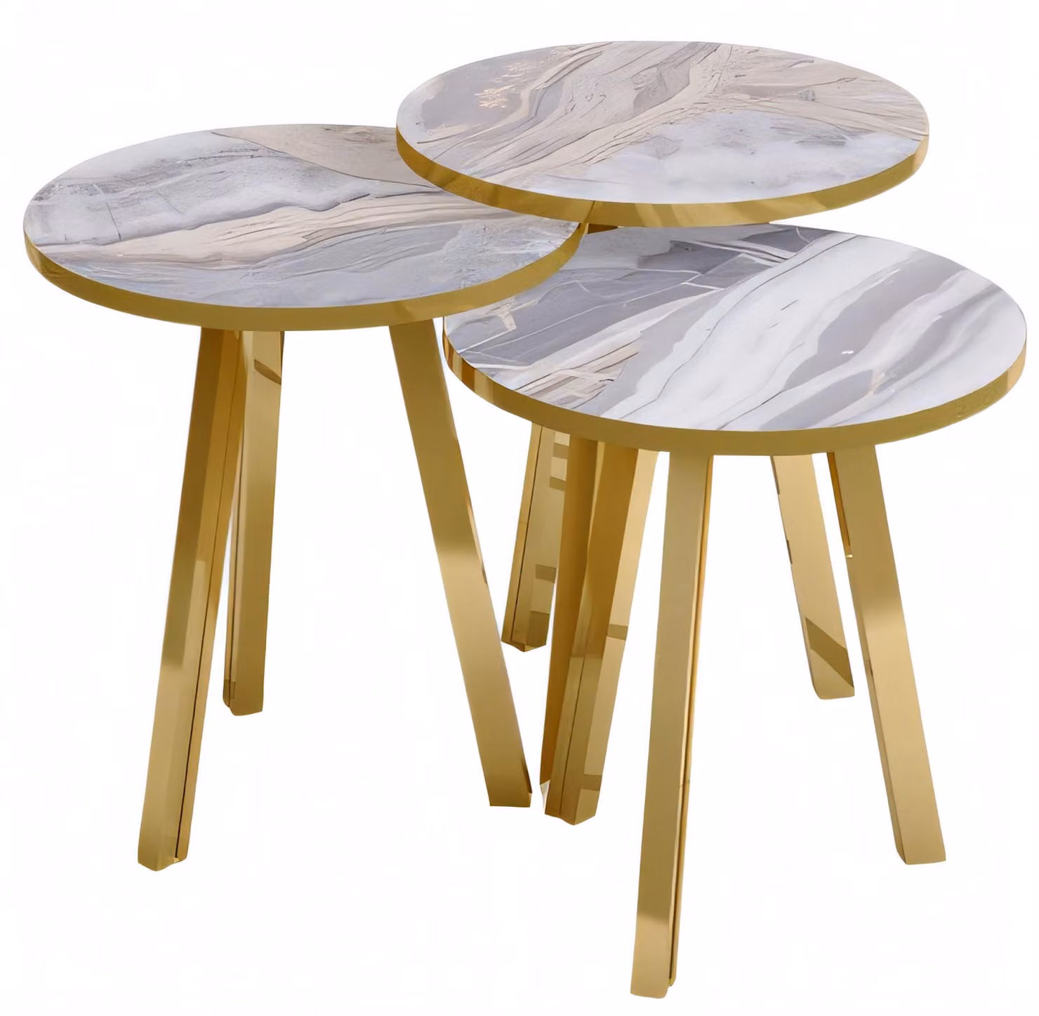 Elegantes graues Couchtisch-Set aus Holz und Metall
