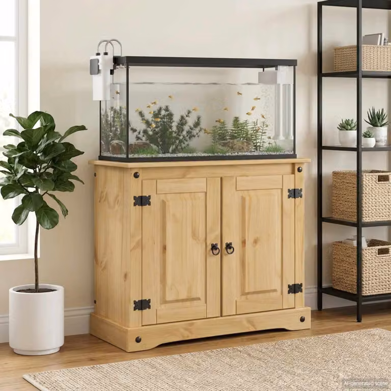 vidaXL Supporto per Acquario CORONA in Legno di Pino Cerato, Marrone/Beige, L 81,5 cm x P 37 cm x H 73 cm