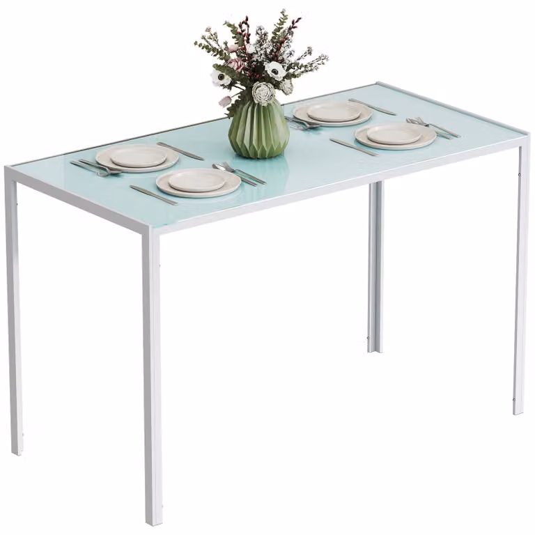 HOMCOM Tavolo da pranzo da cucina per 4 persone, tavolo da pranzo in metallo per cucina