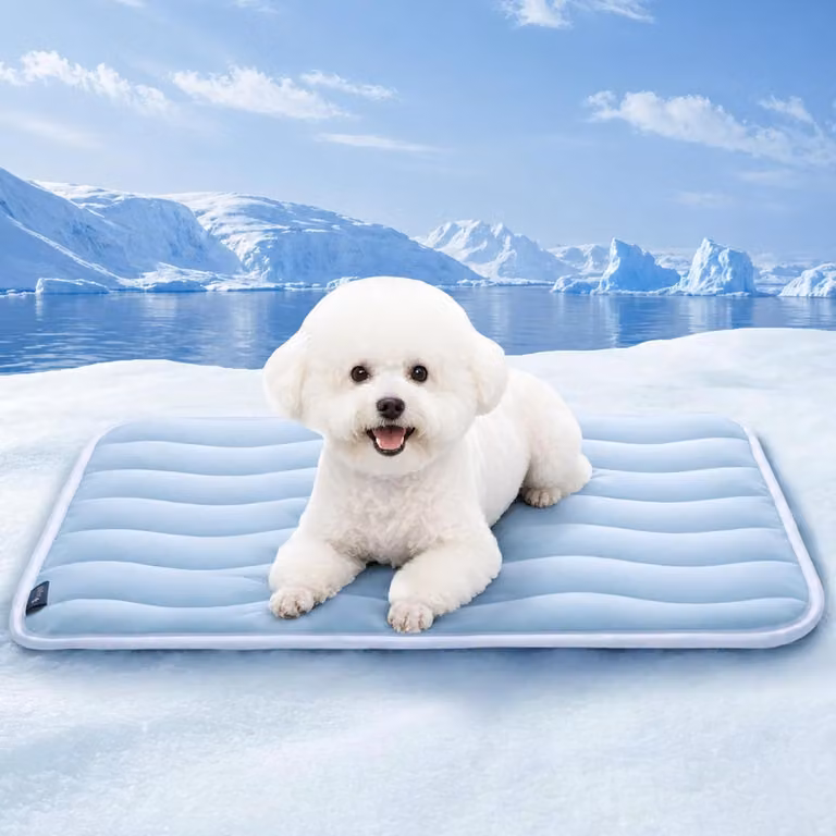 Tappetino refrigerante per cani, 60x50 cm, tecnologia Q-MAX >0,56, senza gel, auto-refrigerante, traspirante, lavabile, colore blu