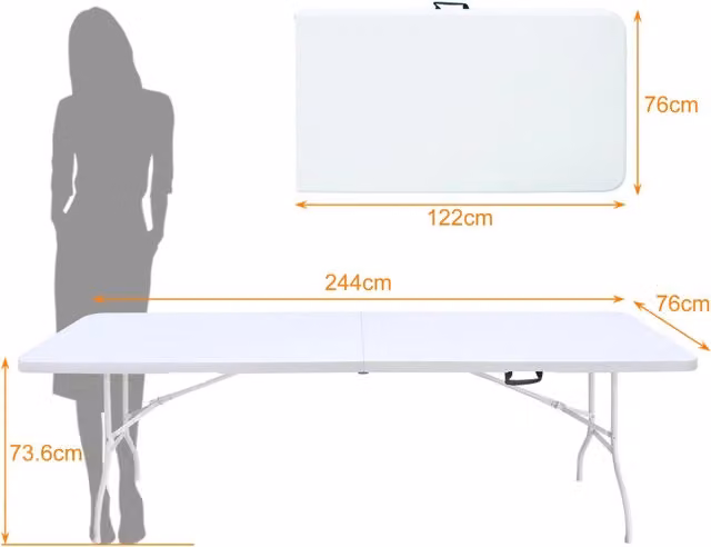 Tavolo pieghevole multisuperficie REDOM bianco in metallo e plastica L: 244 cm, P: 76 cm, H: 73,6 cm – 1