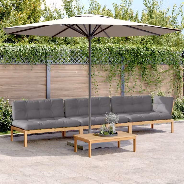 vidaXL Set Divani Pallet Giardino 4pz Cuscini Legno Massello Acacia
