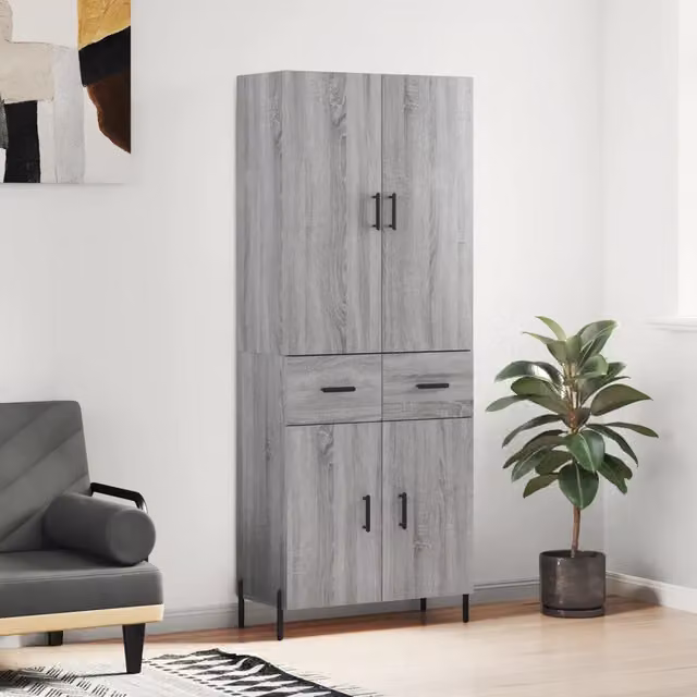 Credenza-Buffet-Armadio da cucina Grigio Sonoma 69,5x34x180 cm in Legno Multistrato 350741