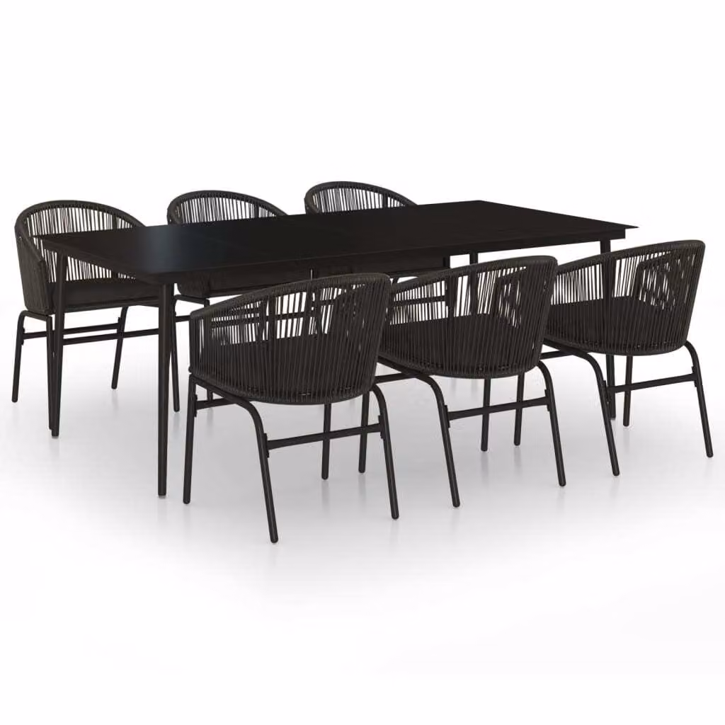 Set da Pranzo da Giardino 7 pz Nero