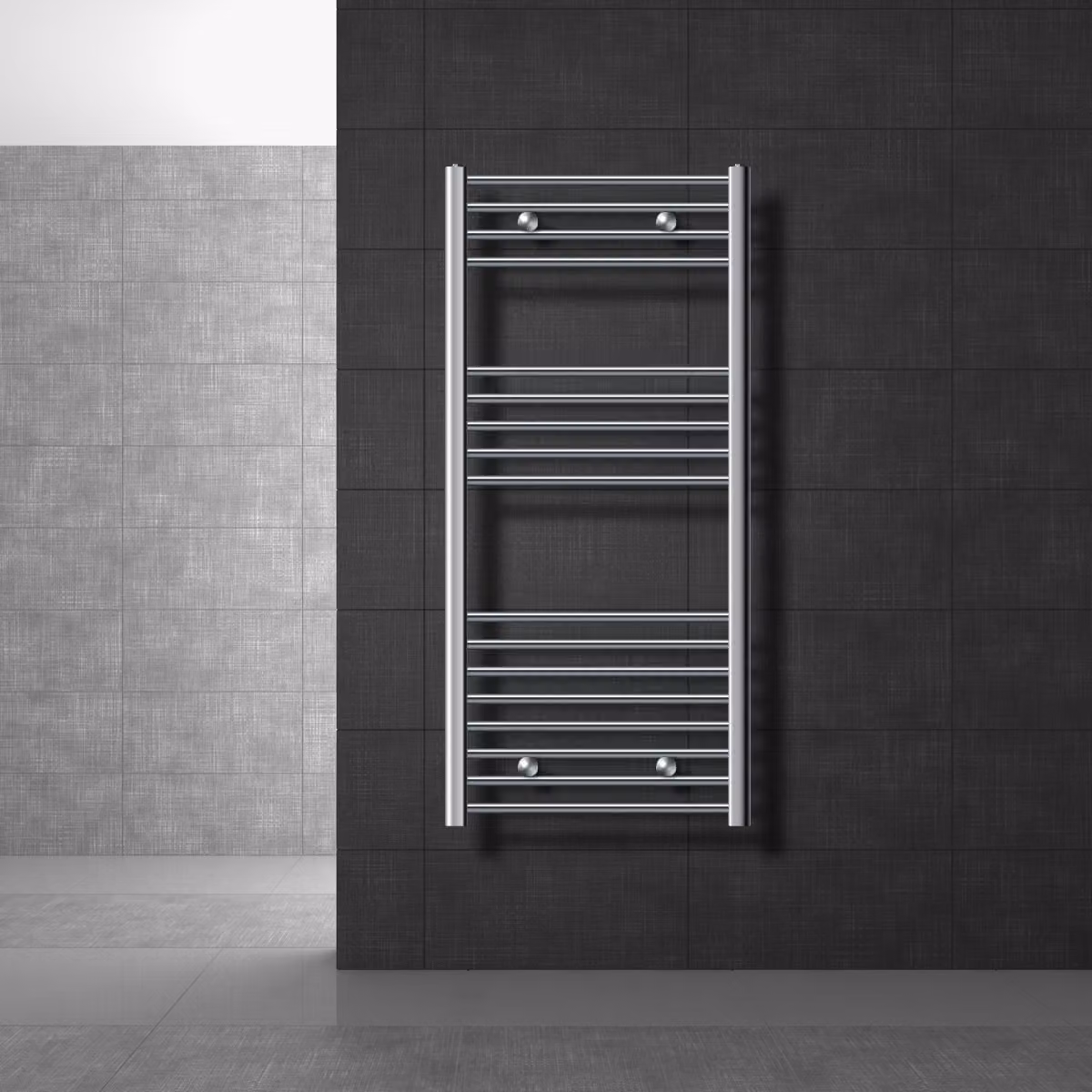 LuxeBath radiatore per bagno Sahara, 600x1200 mm, cromo, curvo con attacco laterale, senza elemento riscaldante
