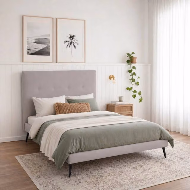 Letto una piazza e mezza con rete inclusa Stiletto tessuto Enjoy grigio chiaro