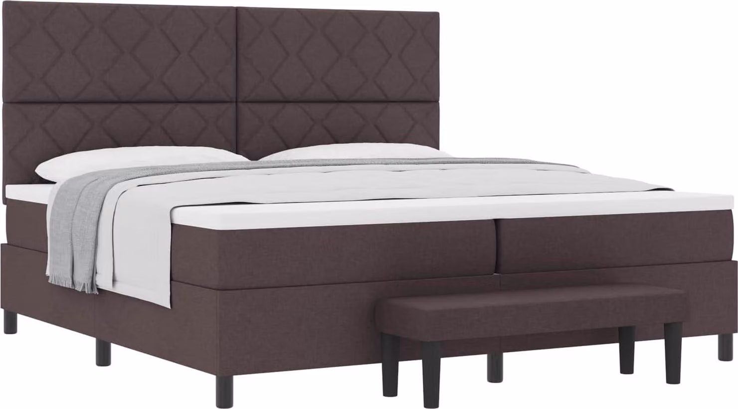 Letto a molle con materasso Marrone Scuro 200 x 200 cm Tessuto