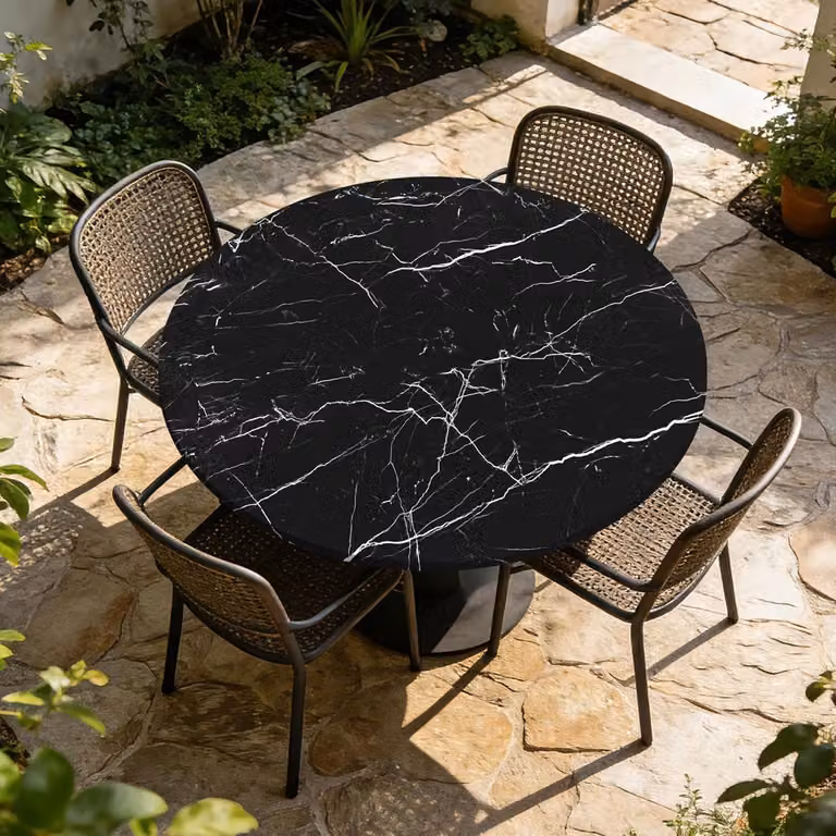 Tovaglia rotonda, lavabile, diametro 90 cm, con elastico, adatta per l'uso in giardino e in cucina