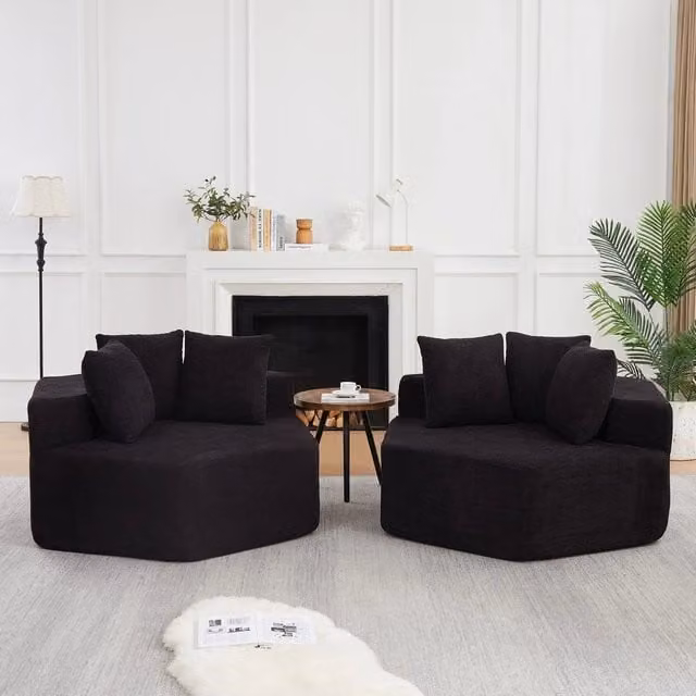 Poltrona singola esagonale ¨C Minimal ¨C tessuto chenille design modulare