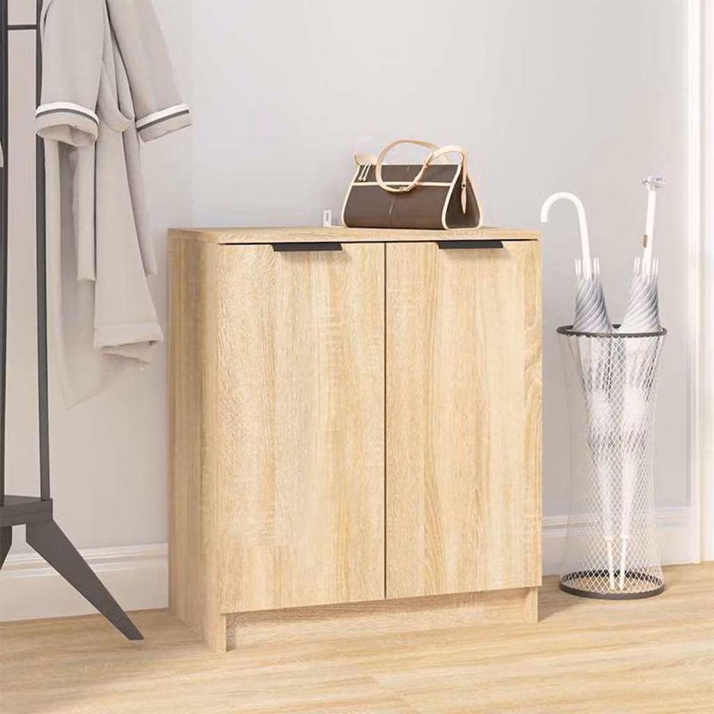 Scarpiera moderna vidaXL in legno color rovere con ante a ribalta, L: 59 cm, P: 35 cm, H: 70 cm