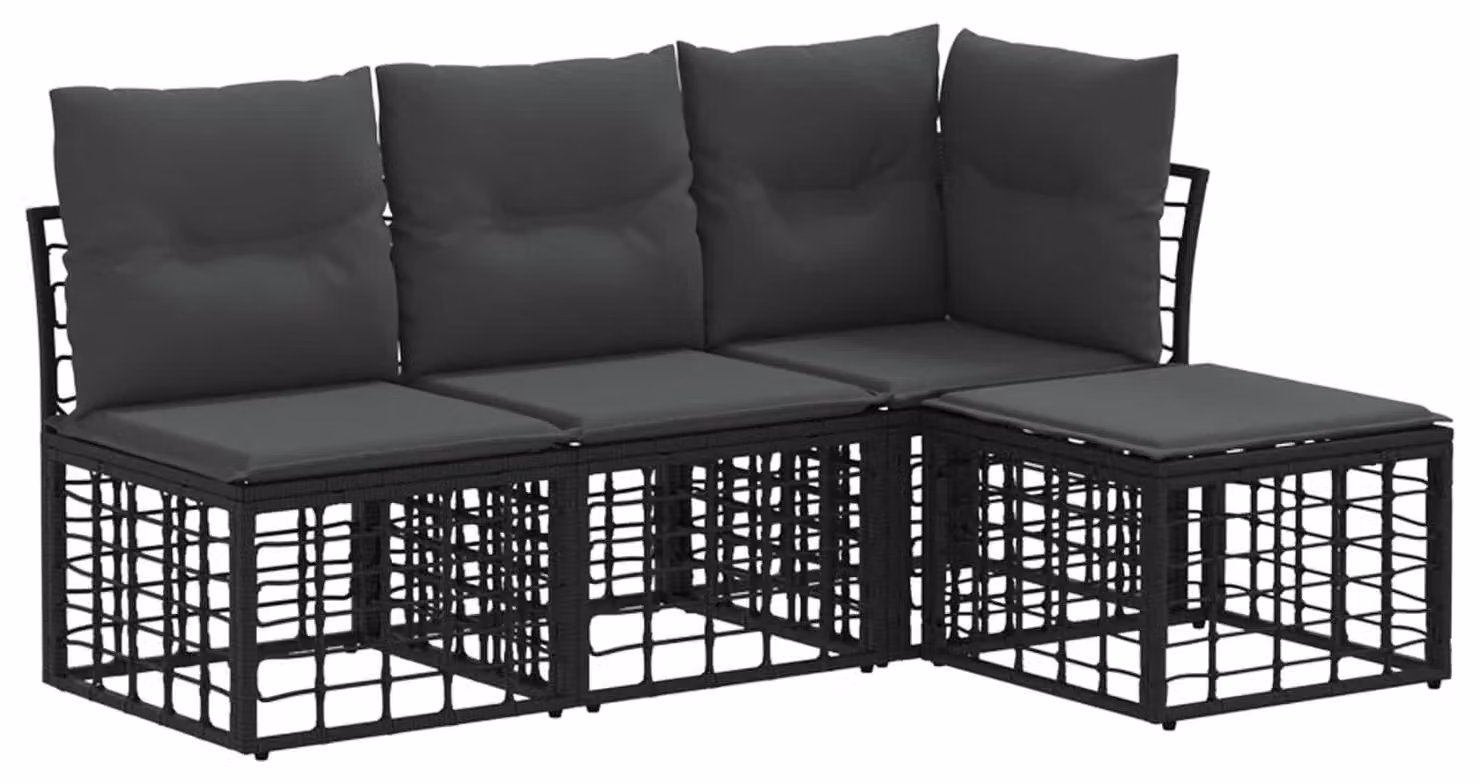 Set di divani da esterno Nero Poliestere