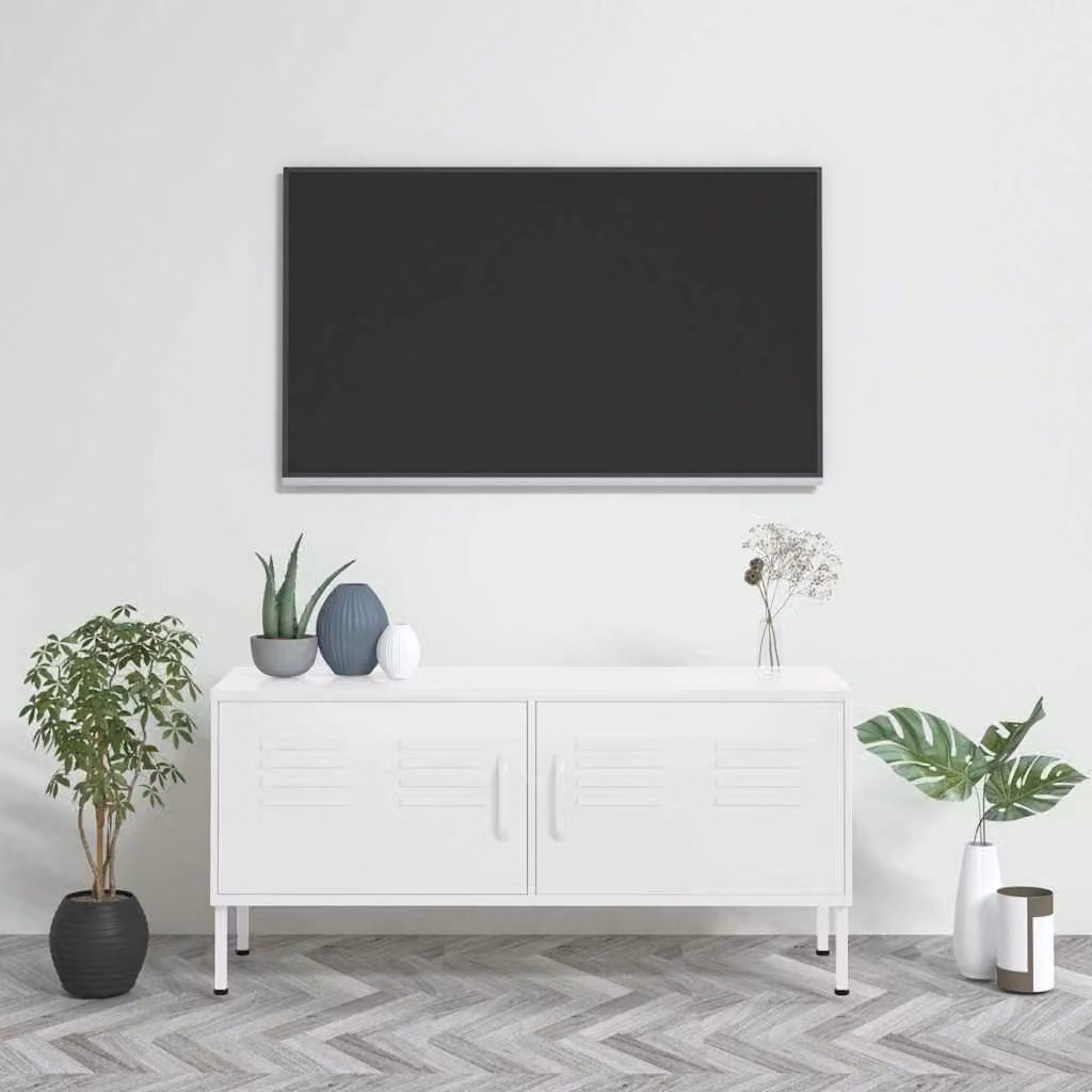 Mobile TV vidaXL Bianco in Metallo L: 105 cm, P: 35 cm, H: 50 cm – 1
