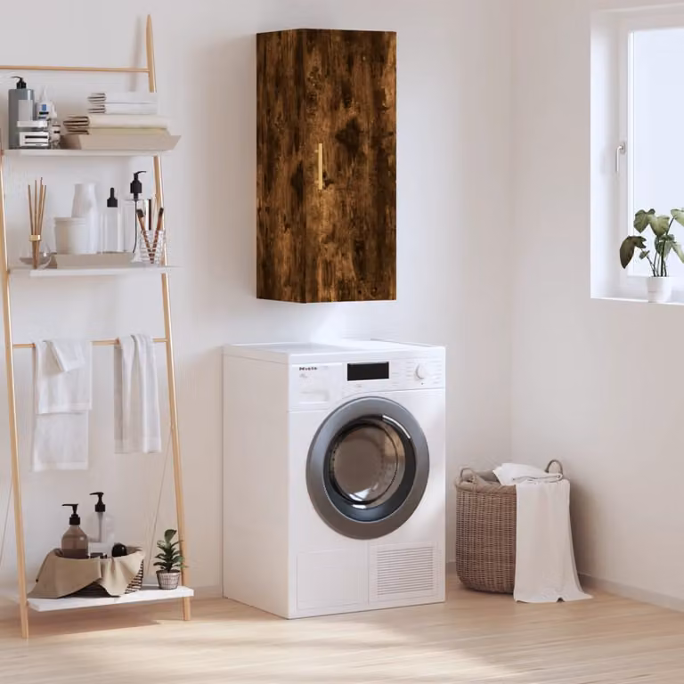 Mobile a parete vidaXL in rovere fumo con ante a battente, L/P/H: 34,5 x 34 x 90 cm